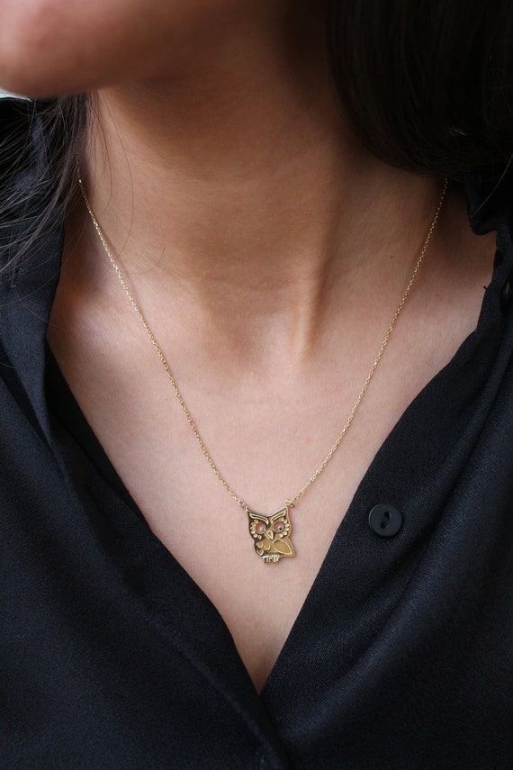 14K GOLD PLATED OWL PENDANT NECKLACE LONG CHAIN NECKLACE XMAS GIFT JEWELLERY 14K GOLD PLATED OWL PENDANT NECKLACE LONG CHAIN NECKLACE XMAS GIFT JEWELLERY