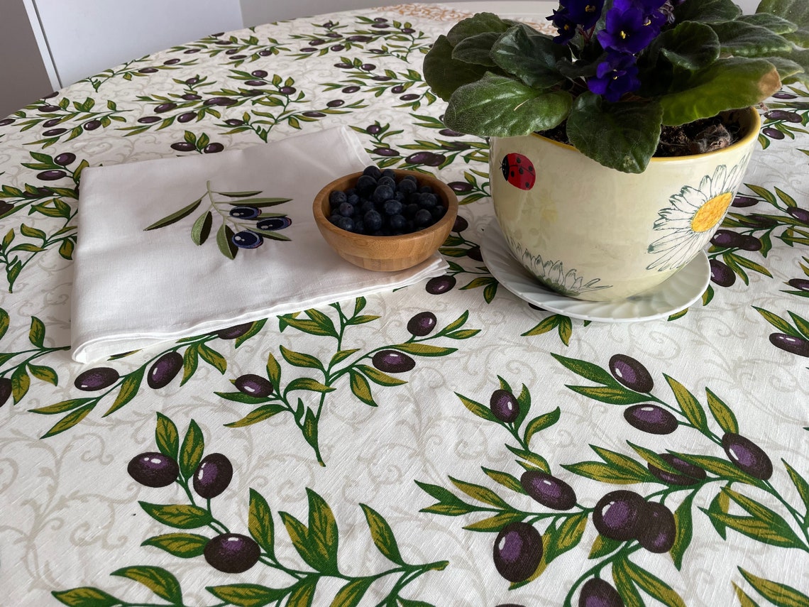 Olive linen table napkins black olives napkins green olives Etsy