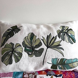 Decorative linen cushions, embroidered linen pillows, spring decorative pillows, beautiful pillow covers, gift for her, bedroom decor