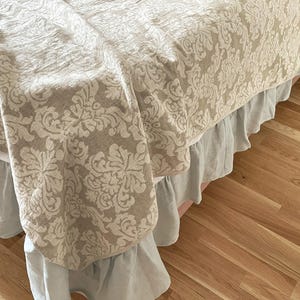 Narzuta z lnu żakardowego Queen, narzuta z czystego lnu, koc boho w rozmiarze King, miękki żakard, len stone washed, ciepły organiczny koc