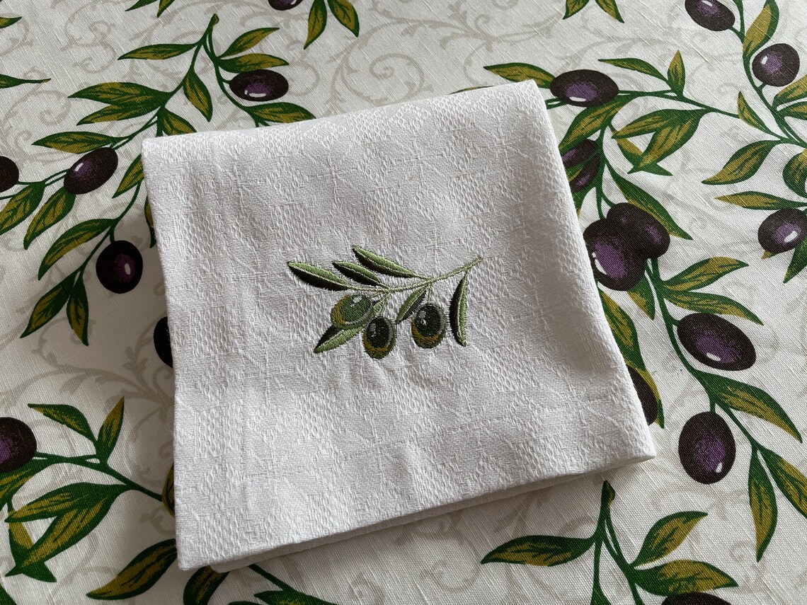 Olive linen table napkins black olives napkins green olives Etsy