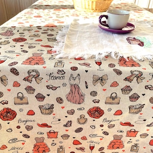 Linen handmade Tablecloth, Eco-friendly table cover, multicolored tablecloth, gift for her, Christmas gift