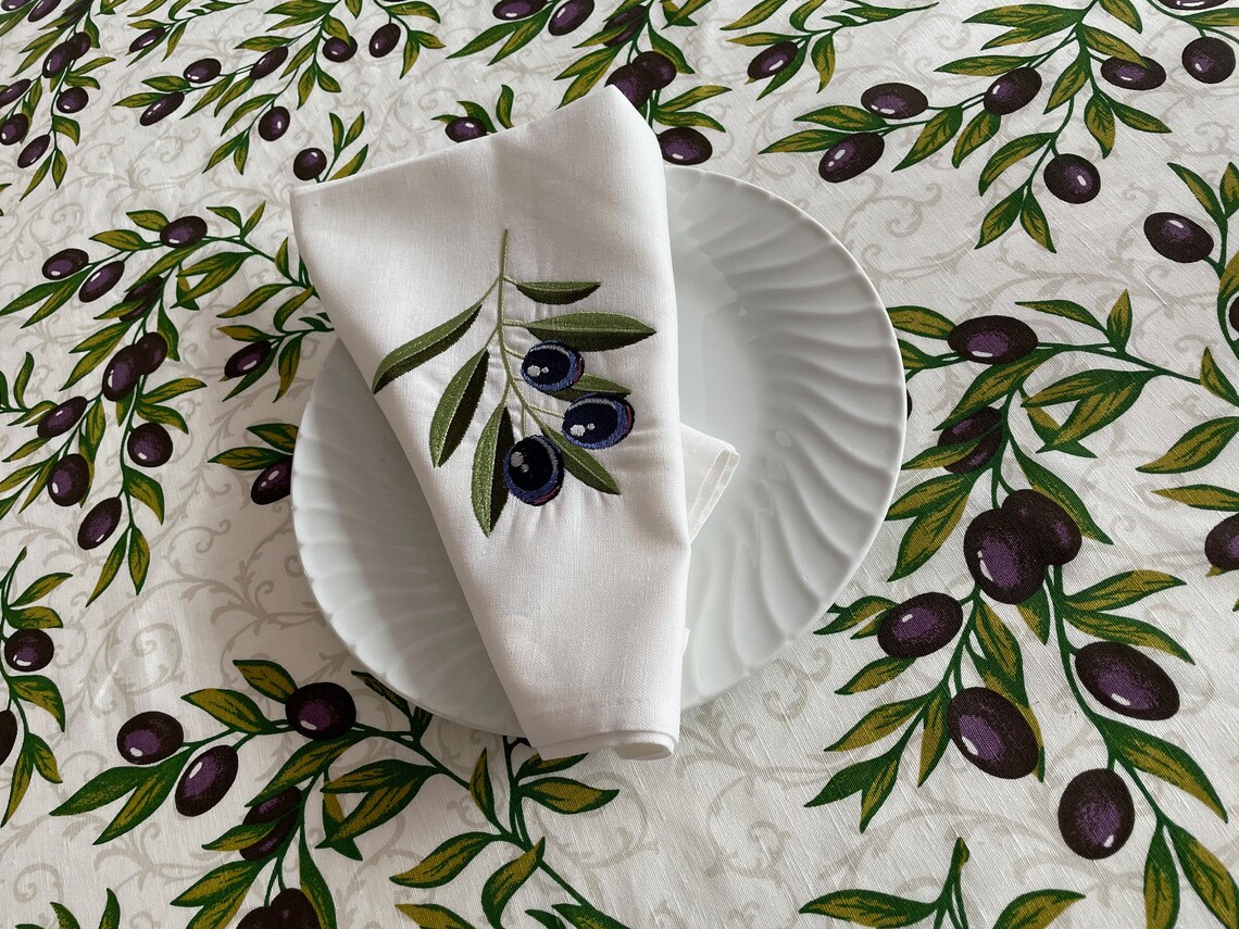 Olive linen table napkins black olives napkins green olives Etsy