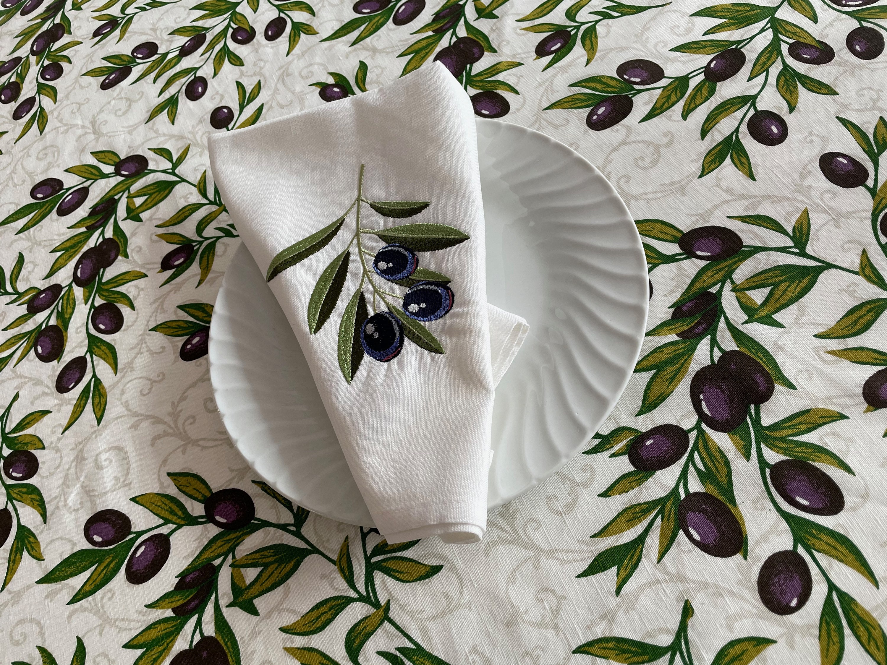 Olive linen table napkins black olives napkins green olives Etsy