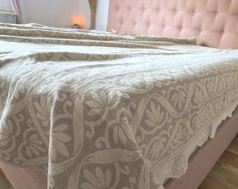 Coperta in lino Queen: copriletto jacquard Boho