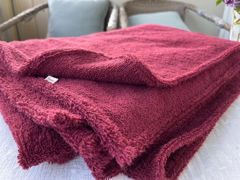 Color Terry Cloth Cozy Terry Cloth Blanket, Soft Handmade Terry Cotton Throw โ Multiple ...