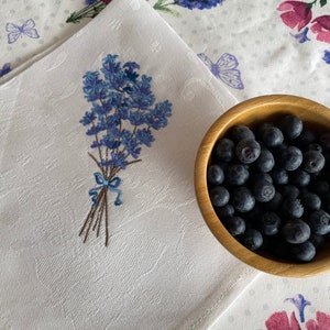 Servilletas de lino bordadas color lavanda - Juego de 2 - Decoración de cocina