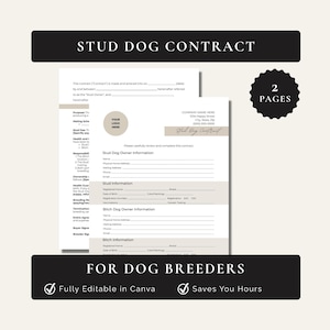 Stud Dog Breeding Contract Agreement (Editable Canva Template)