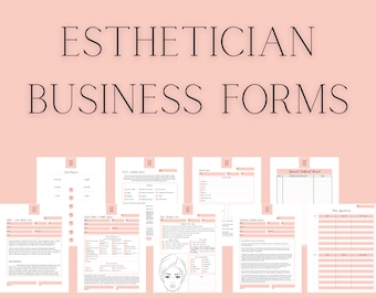 Esthetician Business Forms Starter Pack 2, Client Intake Health History, Skin Analysis, Appointment Tracker, Regimen, Editable Template