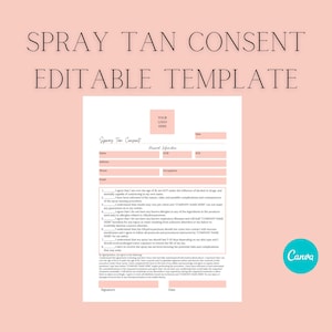 Editable Spray Tan Consent Form Template, Esthetician Business Forms and Med Spa Form Pack Printables and Editables, Customizable Tan Forms image 1