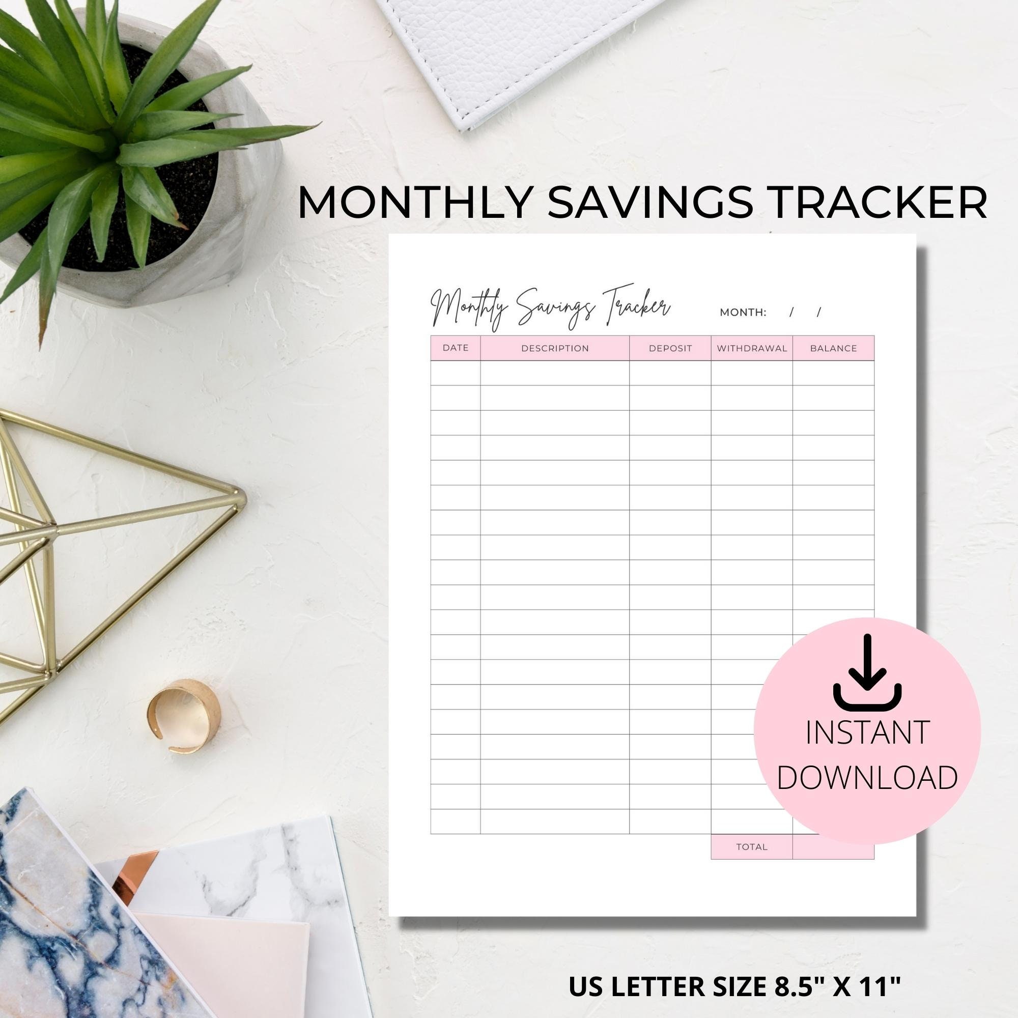 Monthly Savings Tracker Printable Savings Account Sheet - Etsy