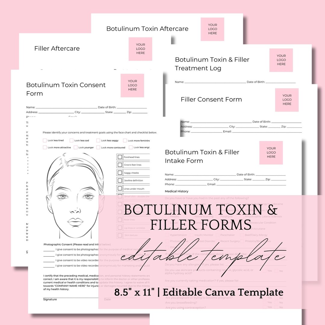 Editable Botulinum Toxin and Dermal Filler Treatment Forms Template ...