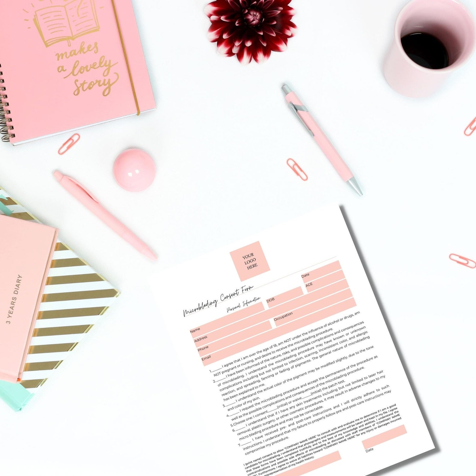 Microblading Consent Form DIY Editable Printable 1 Page Canva - Etsy