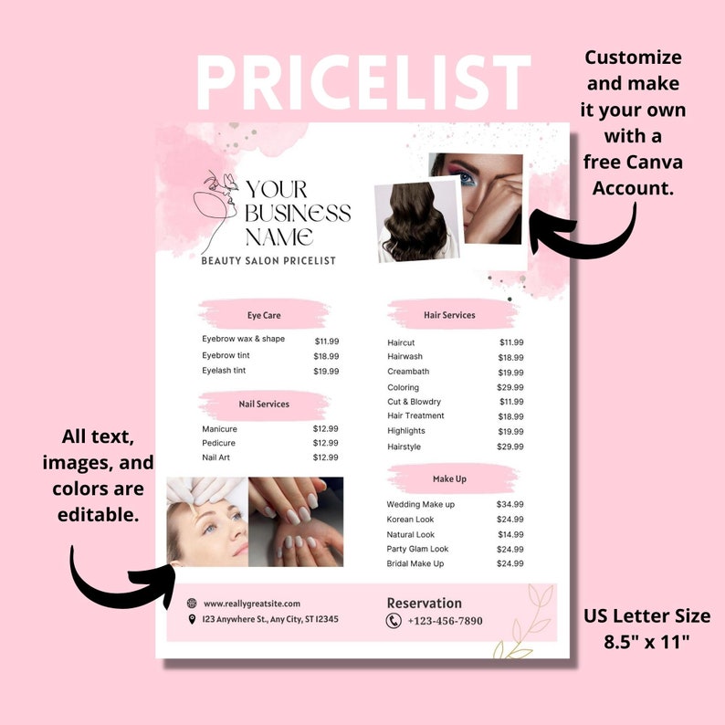 Editable Esthetician Price List Menu Template Day Spa Price Etsy Editable Esthetician Price List Menu Template Day Spa Price Etsy