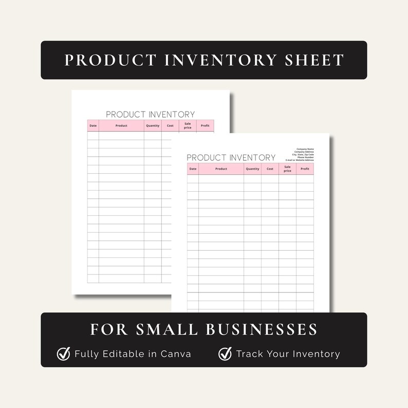 Editable Product Inventory Canva Template: Small Business Management ...