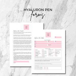 Hyaluronic Acid Pen Intake and Consent Forms, DIY Editable, Printable, 2 Page Canva Template, Esthetician, Needle Free Filler, Lip Plump
