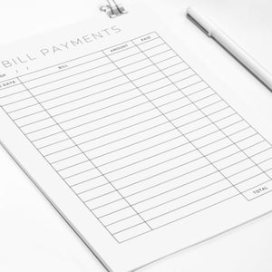 Bill Payment Printable, Printable Bill Payment PDF, Expense Tracker ...