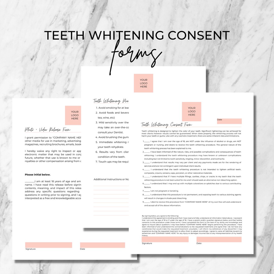 Editable Teeth Whitening Consent Form Teeth Whitening Etsy
