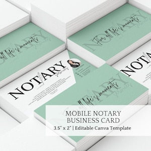 Notary Business Card, Editable Notary Business Card Template, Public Notary Services Business Card, Mobile Notary Service, Notary Marketing