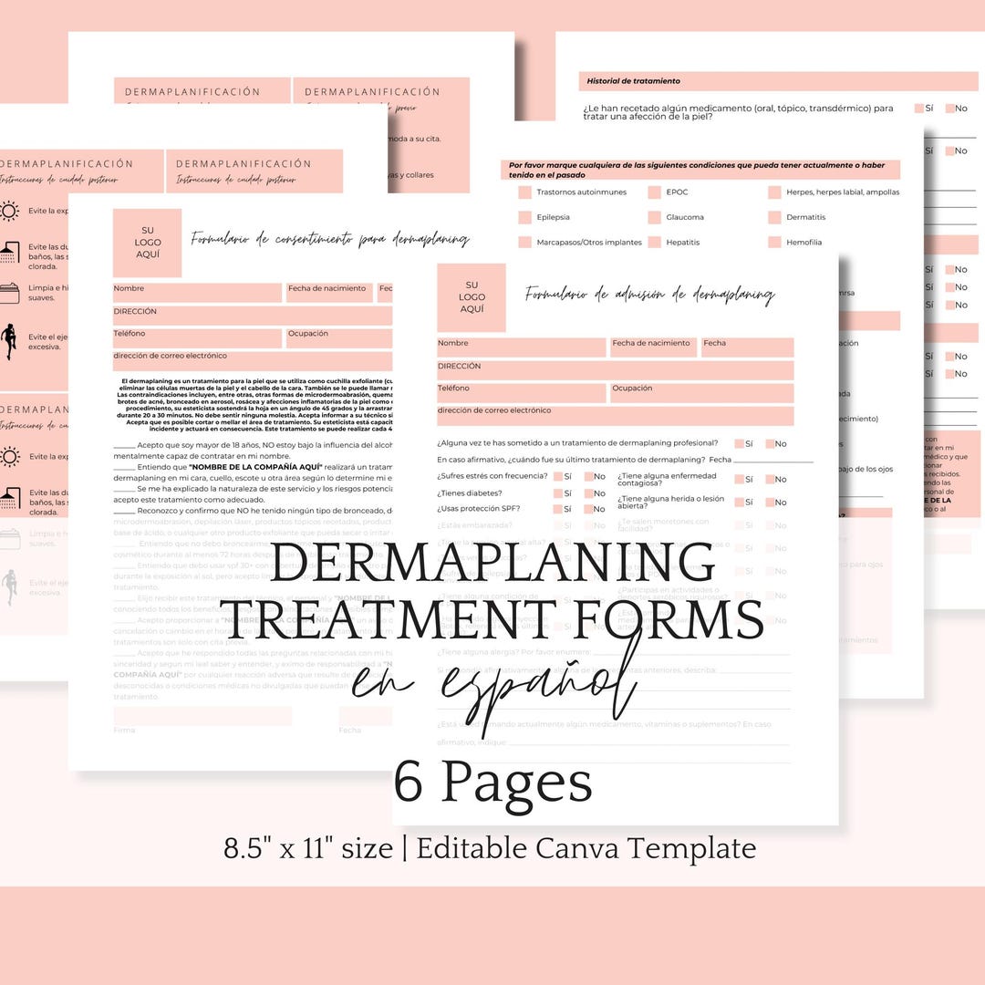 Dermaplaning Consent Forms in Spanish Editable Dermaplaning Facial ...