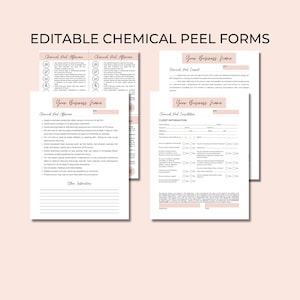 Formularz konsultacji dotyczący peelingu chemicznego, Formularz zgody na peeling chemiczny, Pielęgnacja po peelingu chemicznym, Szablon edytowalny, Dla kosmetyczki, Spa, Med Spa