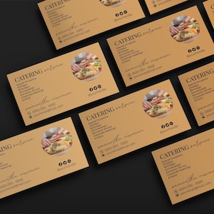 Bearbeitbares Caterer-Service-Visitenkartendesign, Caterer-Vorlage, Canva-Visitenkarte, Food-Service-marketing-Kartendesign