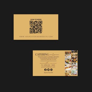 Caterer-Service-Visitenkarten-Design, Gastro-Vorlage, Caterer-Karte, Canva-Visitenkarte, bearbeitbares Food-Service-marketing-Kartendesign