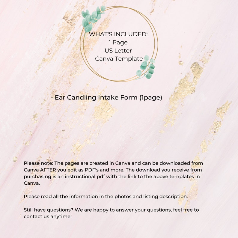 Editable Ear Candling Intake Form I Consent Waiver Template I Etsy