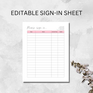 Sign-In Sheet Template, Salon Sign-In Sheet, Printable, Editable, Client Sign In Sheet,Sign In Form,Hair Stylist Sign-In,Appointment Sign-in