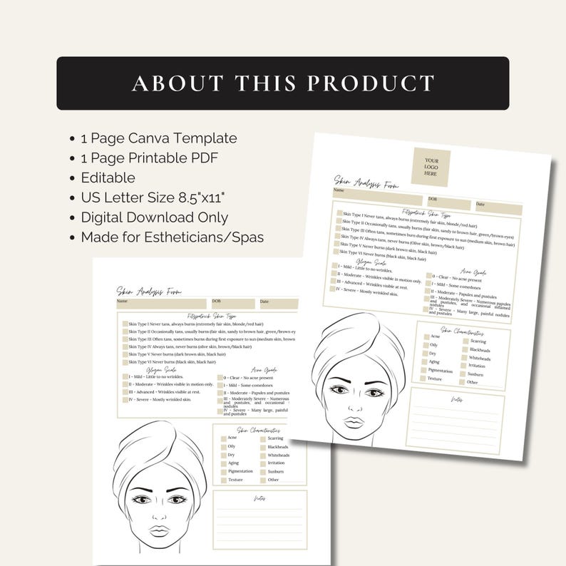 Esthetician Skin Analysis Form Editable Skin Consultation Canva ...