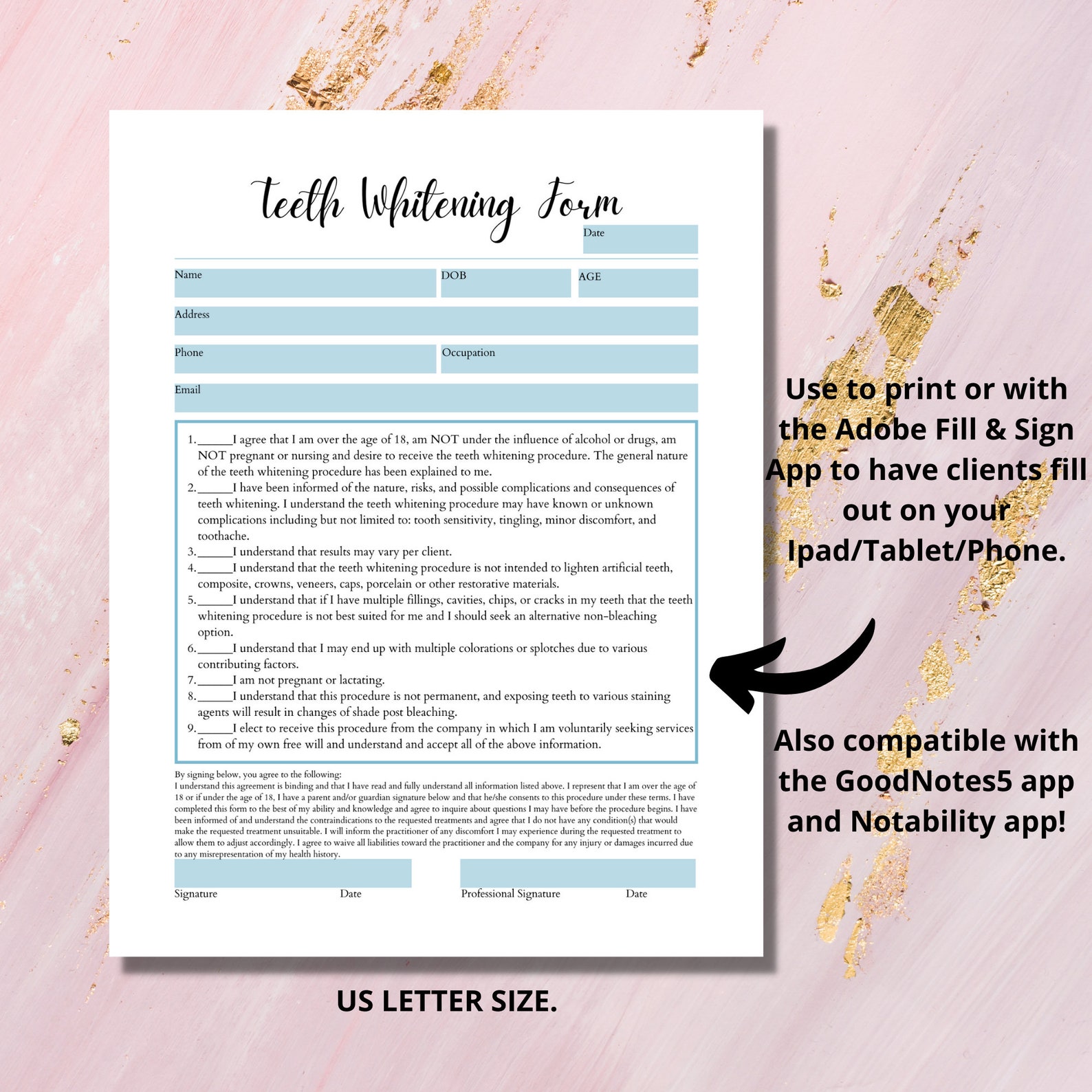 teeth-whitening-consent-form-i-printable-1-page-pdf-waiver-i-etsy