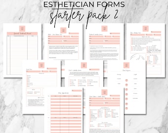 Esthetician Business Forms Starter Bundle, Facial Client Intake Form, Skin Analysis, Appointment Tracker, Regimen, Editable Facial Templates