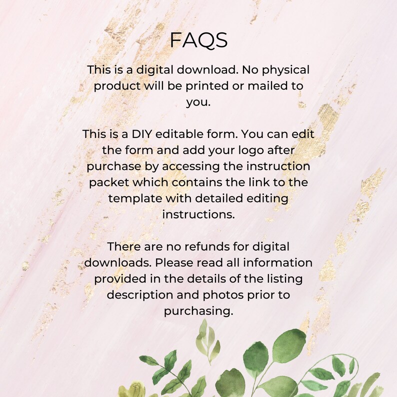 Spanish Hair Extension Consultation Form I DIY Editable Etsy