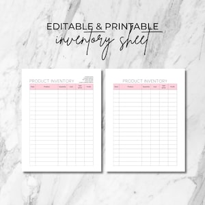 Inventory Management Form, Inventory Tracker PDF, Product Inventory, Small Business Inventory Sheet, Inventory List, Printable, Editable
