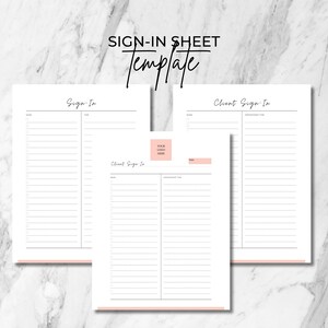 Client Sign-In Sheet, DIY Editable Printable 1 Page Canva Template, Estheticians, Spa, Office Client Check-in, Appointment Tracker SI001T