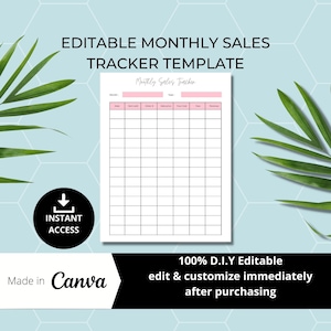 Editable Monthly Sales Tracker Form I Sales Log Printable PDF I Orders Tracking I Small Business Sales Sheet I Business Start Up Printable