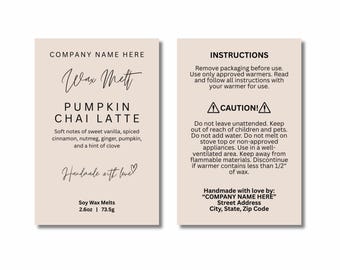 Wax Melt Label Template, Editable Canva Clamshell Label (2x3")