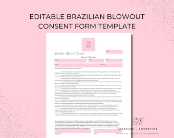 Brazilian Blowout Consent Form Template, Cosmetologist (DIY Editable)