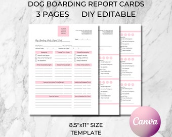 Dog Boarding Report Card, Editable Pet Care Form (Canva Template)