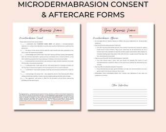 Microdermabrasion Consent Form, Dermabrasion Aftercare, DIY Editable Printable, Canva Template I Esthetician Business Form, Pink & White