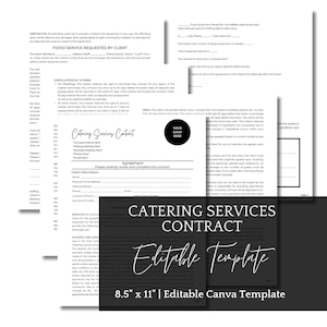 Catering Services Contract Agreement, Catering Business Contract, Editable Wedding and Event Catering Contract, Food Service Agreement PDF