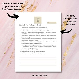 Chemical Peel Intake Consent Client Aftercare Forms DIY - Etsy