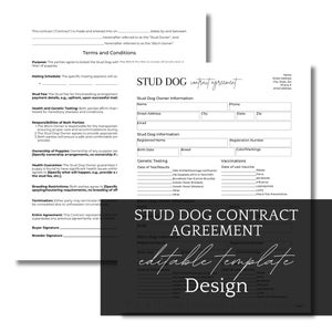 Editable Stud Dog Contract Template, Breeder Agreement (Canva)