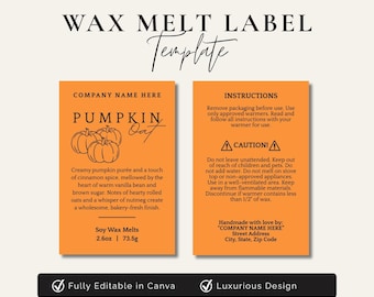 Wax Melt Label Template, Editable Canva Clamshell Tart Label, DIY Product Branding, Candle Business Template, Printable Label