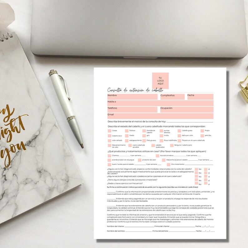 Spanish Hair Extension Consultation Form I DIY Editable Etsy