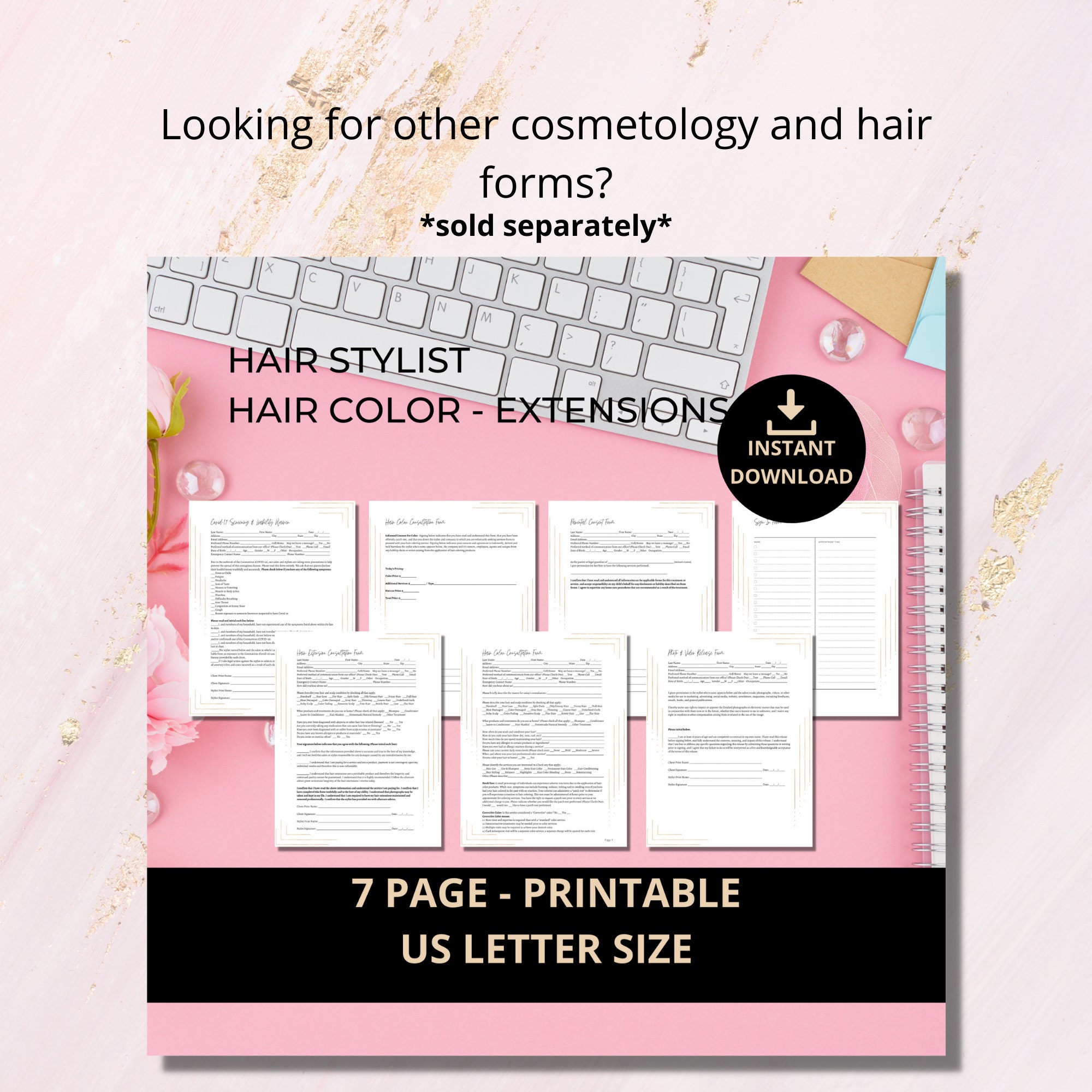 Hair Extension Consultation Form I DIY Editable Printable Etsy Australia