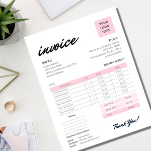 Invoice Editable Template, Printable Order Form Invoice, 5 Premade ...