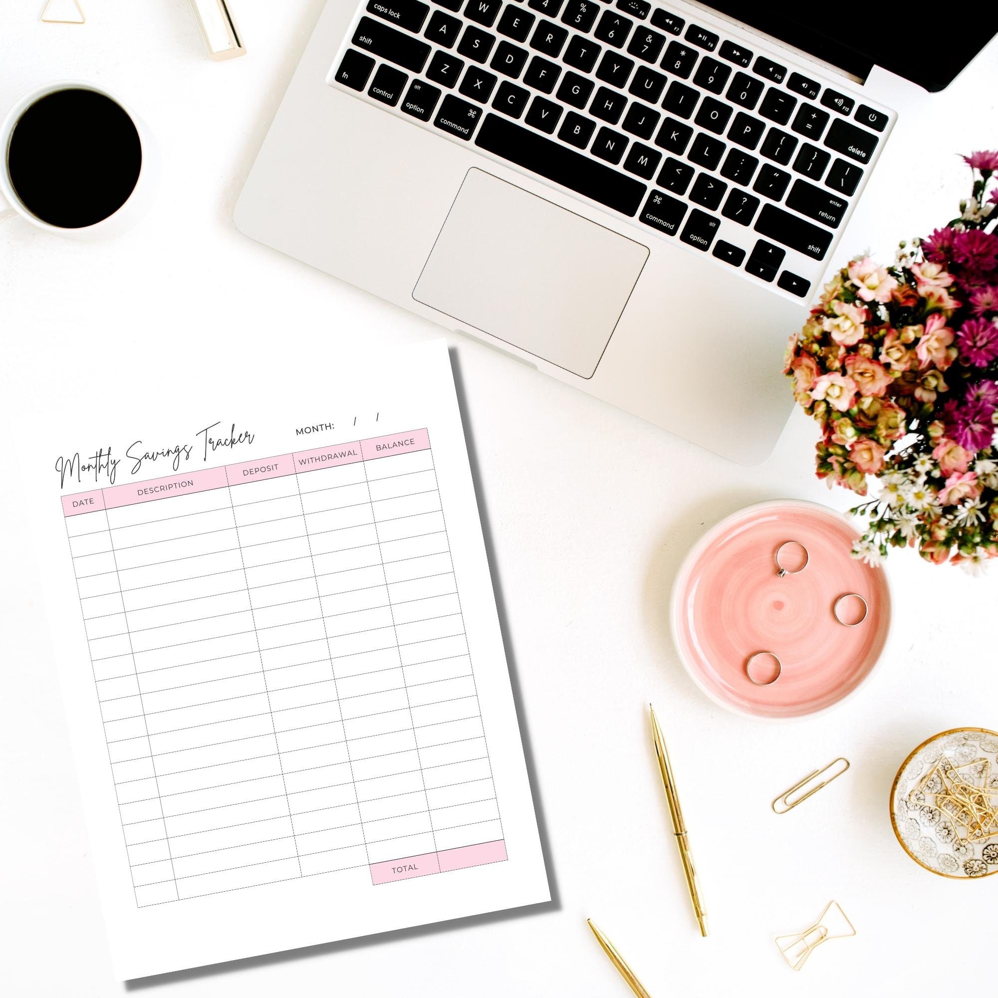 Monthly Savings Tracker Printable Savings Account Sheet - Etsy