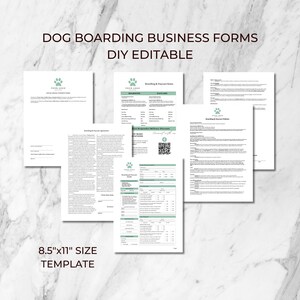 Dog Boarding Daycare Intake Form and Contract Agreement, Policies, Price List, Kennel Boarding, Animal Boarding, Canine Care, Business Forms