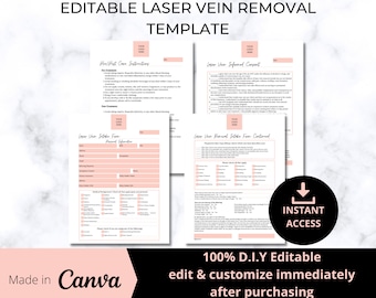 Laser Vein Removal Form Template, Med Spa Forms (DIY Editable Canva)